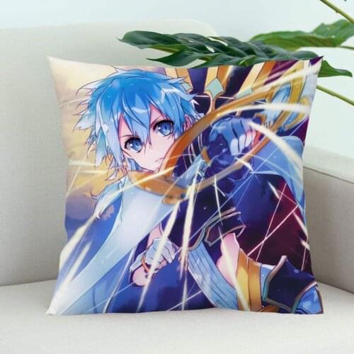 Sword Art Online Pillow Cover Bedroom Home Office Decorative Pillowcase Square Zipper Pillow Cases Satin Soft