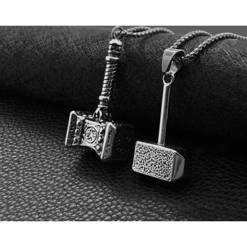 Titanium steel new Thors Hammer Pendant Punk Necklace Retro Fashion Mens Stainless Steel Casting Pendant Jewelry