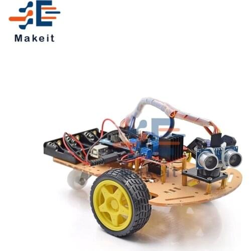 Smart Robot Car 2WD Chassis Kit Obstacle Avoidance Line Tracking Speed Encoder Ultrasonic Sensor Module Learning Kit for Arduino