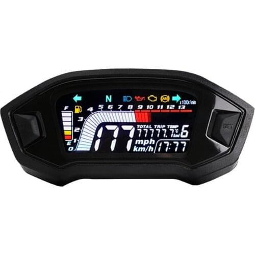 Universal LCD Digital Motorcycle Speedometer Odometer Gauge for 2/4 Cylinder