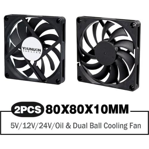2 Pieces 80mm 5V USB Fan 80cm 80x80x10mm 5V 12V 24V Cooling Cooler Fan Dual Ball Bearing&Sleeve Bearing 8010 Computer Case Fan