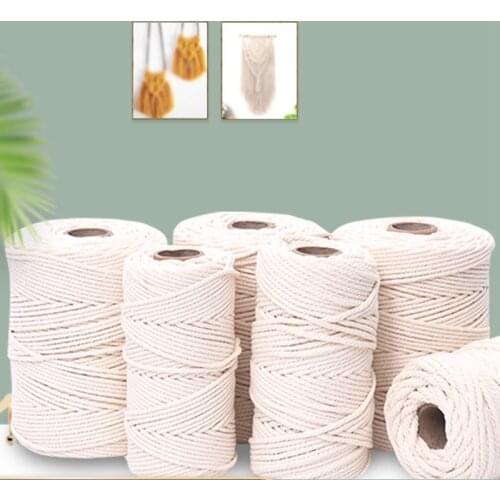 3mm 4mm 5mm 6mm Macrame Rope Natural Beige Cotton Cord Twisted String For DIY Craft Handmade Home Decoration Wedding Accessories