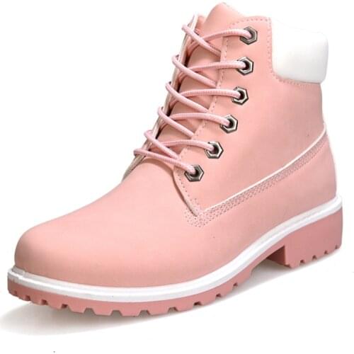 Koovan Womens Boots 2021 New Girls Martin Boots PU Leather Women Shoes High Top More Leisure Autumn Boots Wholesale For Girl