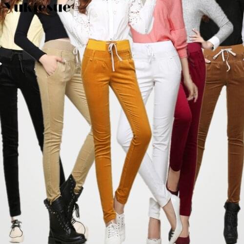 Corduroy pants for women high waist elastic 2018 winter Plus size pencil pants female trousers womens leggings pantalon femme