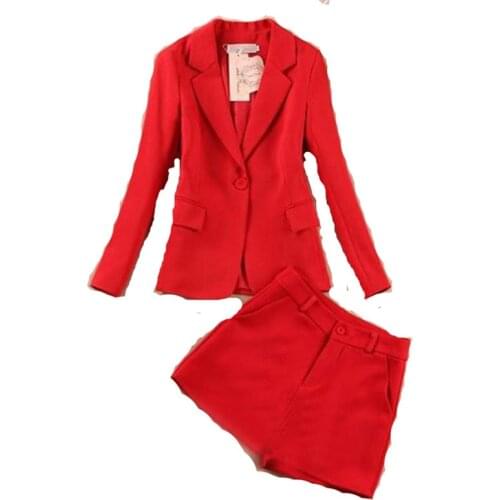Two-piece womens suit suit jacket shorts suit women spring and summer new small suit jacket fashion casual two-piece suit red