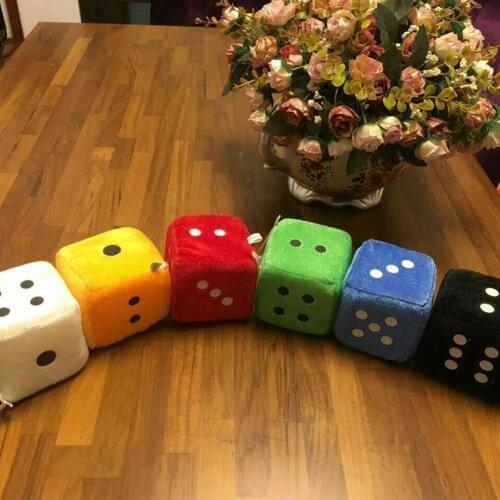 1 Pair 6cm Plush Dice White Dots Rear View Mirror Hangers Vintage Car Auto Accessories Car Interior Decoration Auto Styling