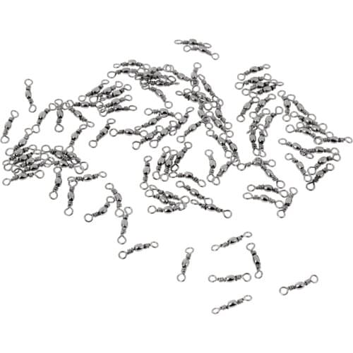 100pcs Barrel Swivels Sea Fishing Rolling Swivel Ring Lures Connector 6#/12