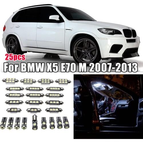 25Pcs 12V Car Interior LED Light Kit for X5 E70 M 2007-2013 Auto Canbus Bulb Set License Plate Lamp Reading Lights Free Shipping
