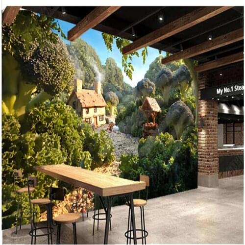 3d wallpapers Fantasy hand painted vegetable wallpapers big tree restaurant supermarket fruit shop background wall