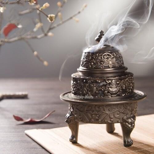 Nepal Style bkra shis rtags brgyad Coils incense burner alloy plate incense burner Buddhism supplies antique incense burner