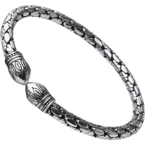 BOCAI S990 sterling silver bracelet bright silver hand woven Bracelet mens and womens Vintage Thai Silver Bracelet