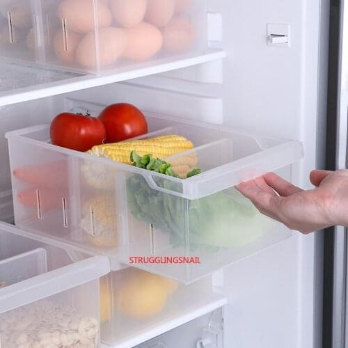 Household Compartment Refrigerator Stores Rectangular Food Kitchen Egg Storage Box Frozen Plastic Drawer Fresh-keeping Drawer