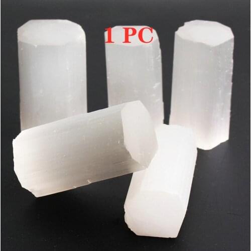 1PC Natural White Selenite Stick Cylinder Crystal Healing Wand Rough Mineral Specimen Gypsum Stone