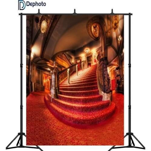 DePhoto wedding photography background palace red carpet vintage stair professional backdrops photobooth photo studio