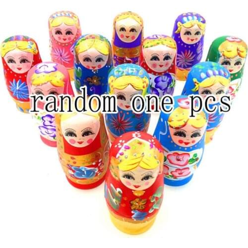 Wood Crafts Baby Colorful Wooden Hand-Painted High Quality Fun Cheap 5pcs/set 6.5cm Russian nesting dolls Kids Toy