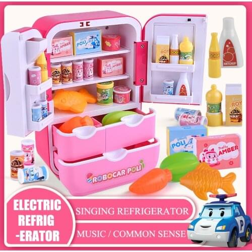 Electric Simulation Plastic Refrigerator Family Toys Can Speak Music Childrens Early Education Toys Intelligence Learning