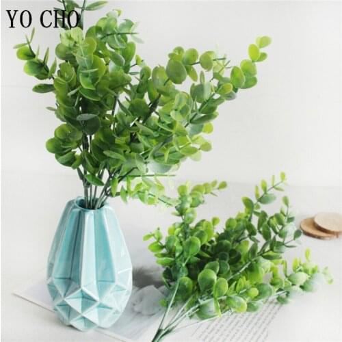 1pc Artificial Eucylapttus Tree Plants Decor 7 Branch Fake Plants Wedding Accessories Plastic Plants For Home Living Room Decor