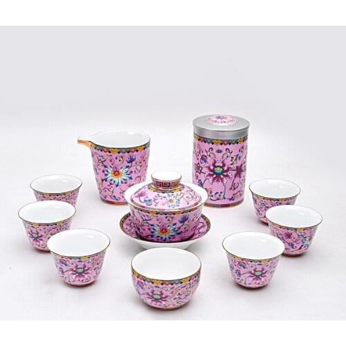 Chinese tea set lunxry royal kungfu ceremony tea set porcelana china tea set gift