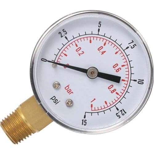 0~15PSI 0~1Bar Air Compressor Gauge 1/4" BSPT Hydraulic Compressed Air Pressure Gauge Tester Double Scale Measurer For Fuel Oil