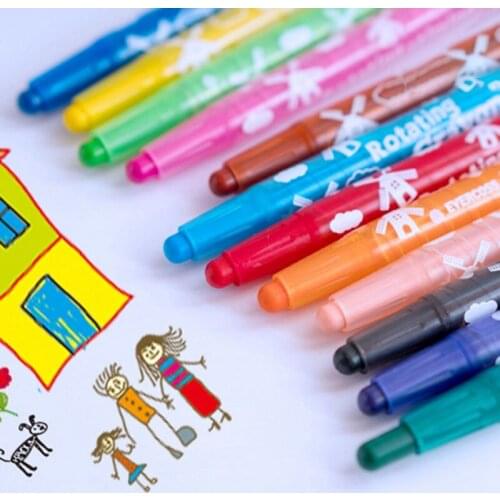Crayons Coloring Set 24/18/12 Colorable Color Watermark Pen Mark Painting Childrens Art Supplies