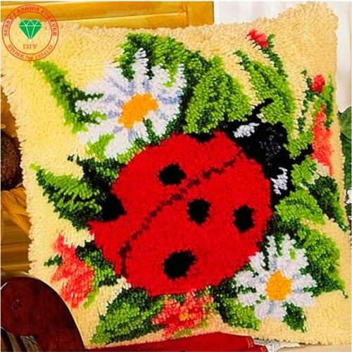Flowers ladybird Needlework Latch hook rug kits Pillowcase Diy Carpet embroidery cross stitch thread embroidery kit Home Decor