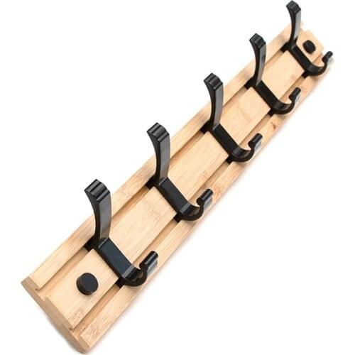 Wall-Mounted Coat Hook Removable Wooden Shelf Clothes Bath Towel Towel Hanger Hat Bag Hook Living Room Bedroom Bathroom