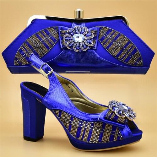 Latest Design Italian Shoes with Matching Bag 2018 Shoes Woman High Heel Wedding Shoes Shoe and Bag Set Decorated with Appliques