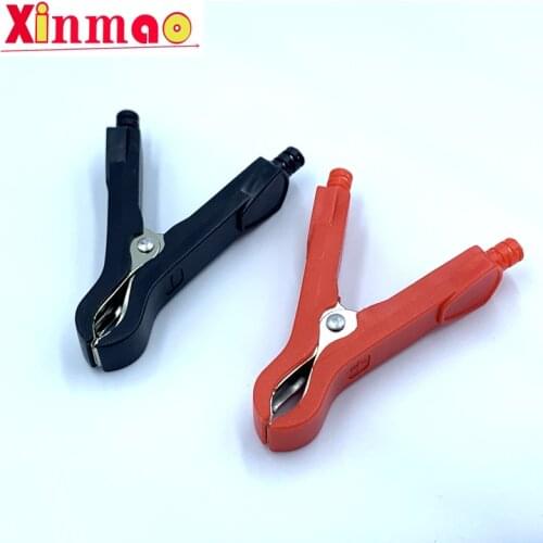 2PCS 50A fully closed alligator clip with fuse electrical test clamp full sheath battery clamp environmental plastic clip