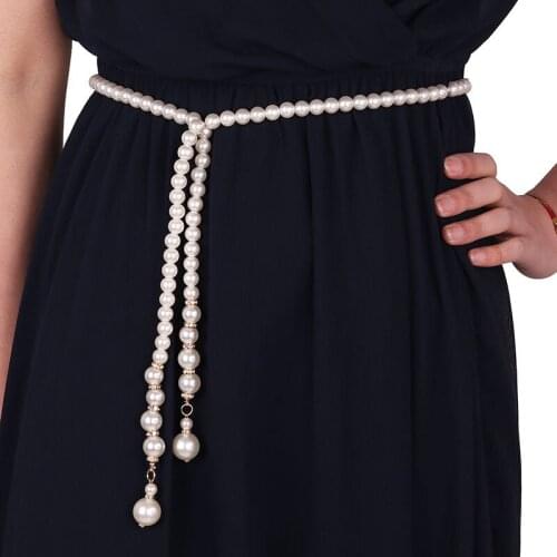 1PC New Fashion Women Long Rhinestone Pearl Belt Chain Wedding Belts Waist Rope for Bride Dresses Laides Female