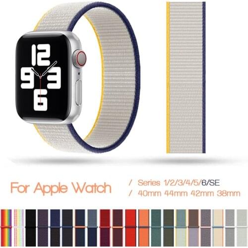 Breathable Nylon Strap for Apple Watch band 44mm 40mm 42mm 38mm iwatch SE 3 4 5 6 Sport loop Bracelet correa apple watch strap