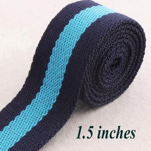 1 1/2" Dark Blue Striped Webbing Ribbon Belts Purse Straps Tape Bag Handle Belting Totes Belts 38mm strap upholstery webbing
