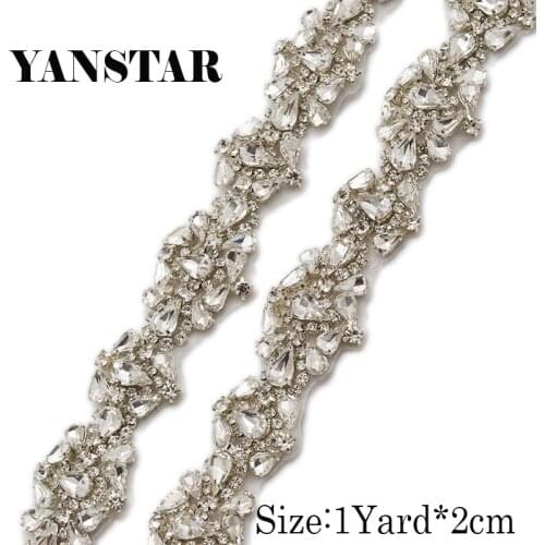 YANSTAR 10 Yards Wholesale Wedding Belt Rhinestones Appliques Rhinestones Trim Hand Sewing On DIY Bride Sashes YS957
