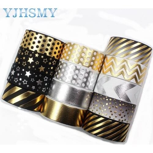 YJHSMY I-181122-257,(7/8'')22mm 5yard/lot Hot stamping flash Printed grosgrain ribbon,accessories Webbing,DIY handmade materials