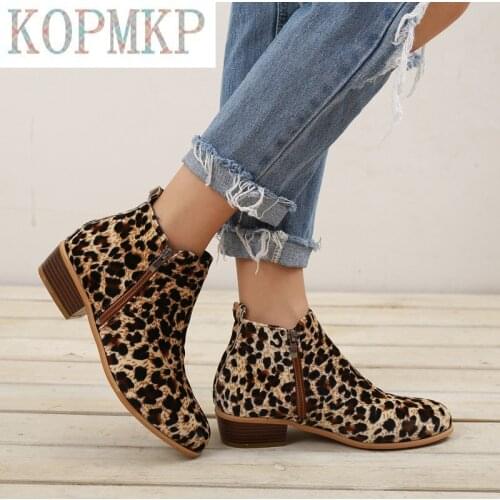 2020 New Style Fashion Women Boots Round Head Low Square Heel Pu Leather Waterproof Boots Woman Autumn Winter Casual Ankle Boot