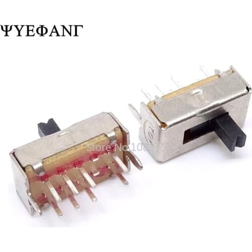 10PCS SS23D07 8 PINS 3 Position 2P3T Toggle Switch Double Vertical Sliding Switch Handle Length 5MM Bracket