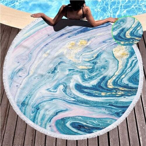 150cm Circular Microfiber Fabric Quicksand Pattern Printed Portable Decoration of Travel Agency Beach Towel Yoga Mat Blanket