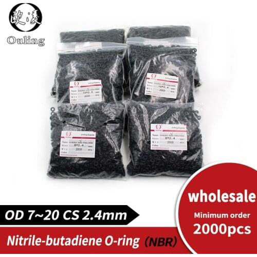 2000PCS/lot Rubber Ring NBR Sealing O-Ring 2.4mm Thickness OD7/8/9/10/11/12/13/14/15/16/17/18/19/20mm O Ring Seal Gasket Washer