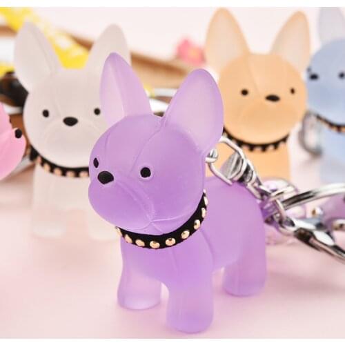 2020 Fashion French Bulldog Keychain Puppy Car Keyring Acrylic Punk Bulldog Key Chains Cute Dog Pendant Bag Charm Trinket