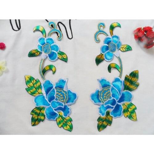 23*11 cm plum flower embroidery appliques motifs iron patches on cloth in multi colors colorful embroidered venise lace trim