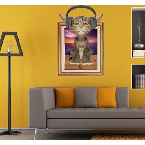 3D Cute Tom Cat Wall Decals for Kids Room Decorative Vinyl Mural Art Decoration Wall Stickers