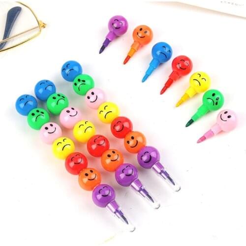 5*7 Color Crayons Cartoon Smiley Face Expression Candy Gourd Pen Children Students Painting Stationery School Office Supplies