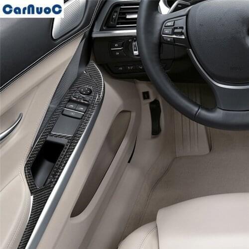 5Pcs/set For BMW 6 Series F12 F13 Coupe Covertible 2011-2018 Car Left Window Control Button Panel Trim Carbon Fiber Sticker