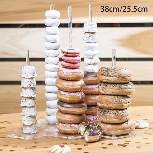 5Pack Clear Acrylic Donut Display Stand Doughnut Bagels Display Holder For Birthday, Wedding, Party, Baby Shower