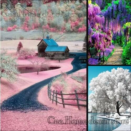 Tree winter sunshine scenery full 5D Diy Embroidery Diamond Painting 3D Cross Stitch Kits wall stickers room decor handcrafts