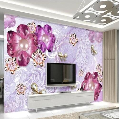 Beibehang Custom photo 3d wallpaper large murals luxury luxuriant purple European flowers 3d stereo TV backdrop papel de parede