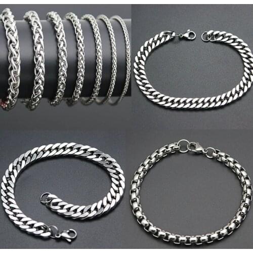 More Than 30 Styles Bracelet 316L Stainless Steel Bracelet 4mm 5mm 6mm 7mm Lanterns Necklace Bracelet For Women Men Girl Boy