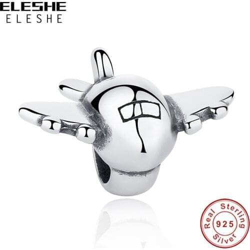 5PCS/Lot ELESHE S925 Sliver Simple Airplane Bead Fit Original Bracelet & Necklace DIY Jewelry Making Women Gift