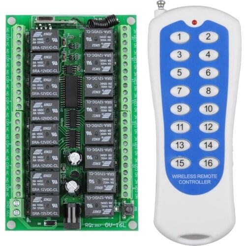 DC 12V 16 CH Channels 16CH RF Wireless Remote Control Switch System, Transmitter + Receiver,315/433.92 MHZ