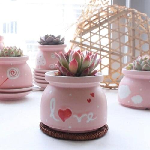 Girl Heart 2021 New Pink Fleshy Flowerpot Ceramic Flowerpot Milk Pot Plant Flowerpot Planters for Outdoor Plants