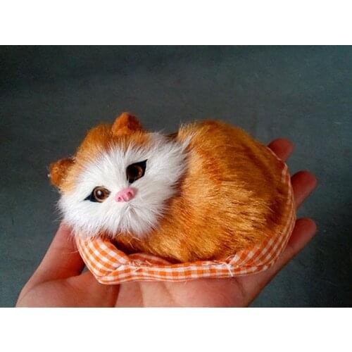 Simulation cute mat cat 10x5x7cm toy model polyethylene&furs cat model home decoration props ,model gift d181